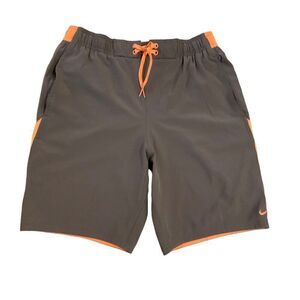 Nike Men’s Grey Orange Board Shorts Swim Trunks 8 Inch Medium